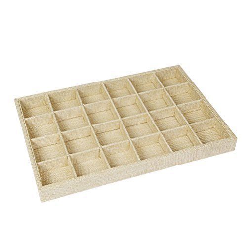 NEW Valdler Sackcloth Stackable 24 Grid Jewelry Tray Showcase Display Organizer