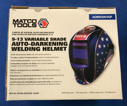 MATCO TOOLS ADBW205VGP 9-13 VARIABLE SHADE AUTO DARKENING Welding Helmet