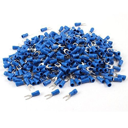 Gino 500 Pcs SV1.25-4 AWG 22-16 Blue Pre Insulated Fork Terminals Connector