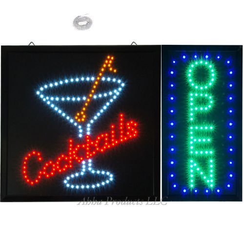 Ultra Bright Cocktails Martini Wine Glass LED Green Open Bar neon Business Sign