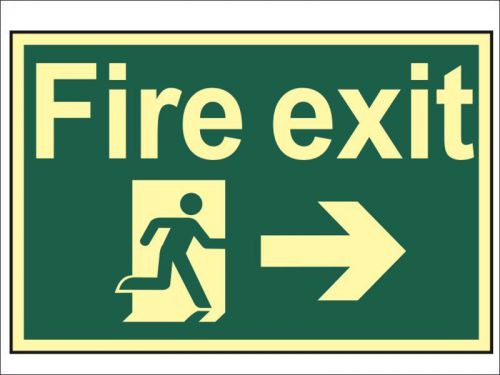 Scan - Fire Exit Running Man Arrow Right - Photoluminescent 300 x 200mm