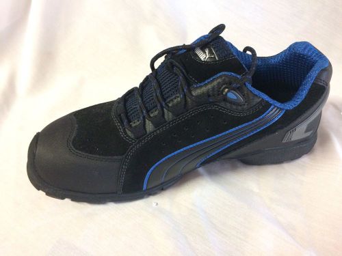 Puma 642755 blue/black safety shoes nib, size 12w, barani style for sale