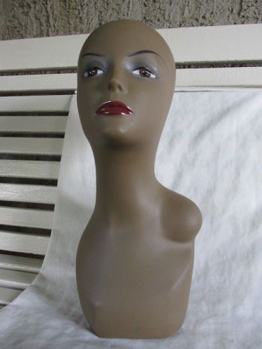 Mannequin Head Woman Bust Hat Jewelry Wig Stand Cosmotology Use, Chocolate
