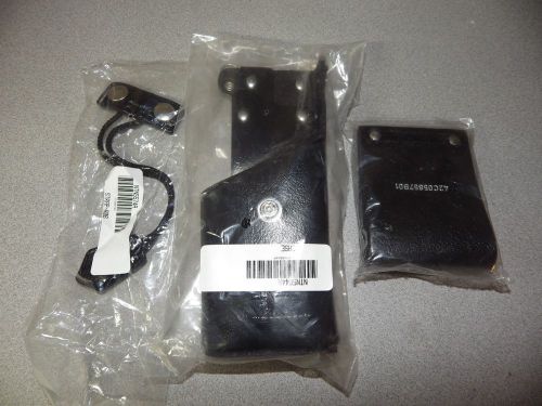 Motorola saber ntn5644a leather holster case with swivel belt loop &amp; t-strap for sale
