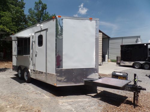Concession trailer 8.5&#039; x 16 white food event catering for sale