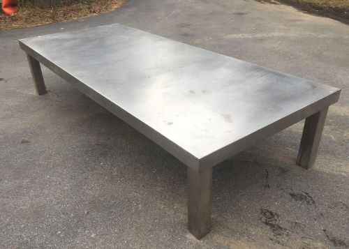 HUGE HEAVY GAUGE CUSTOM MADE STAINLESS STEEL Low Worktop Table 96&#034; X 40&#034;