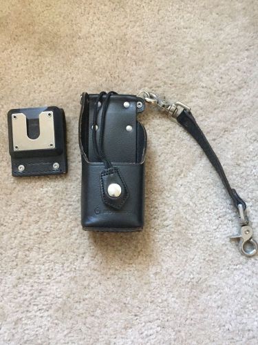 Motorola leather radio holster belt/d-rings for sale