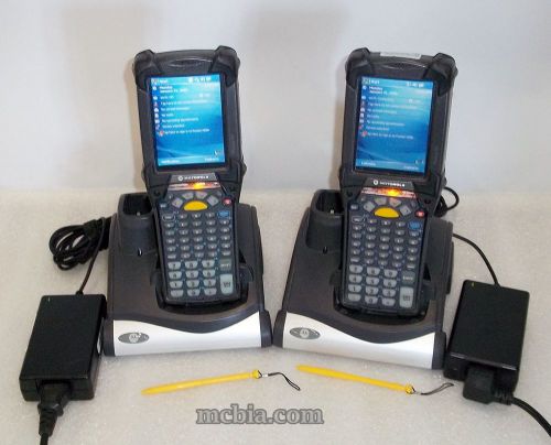 Lot of (2) motorola mc9090-g win mobile 5.0 scanner w/ charging cradle crd9000 for sale