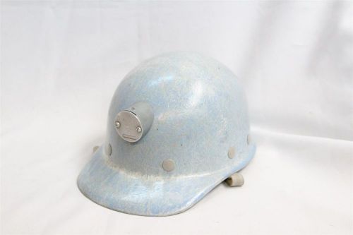 RARE Superglas Light Blue Fibermetal Minig Helmet w/ Universal Lamp Night Glow