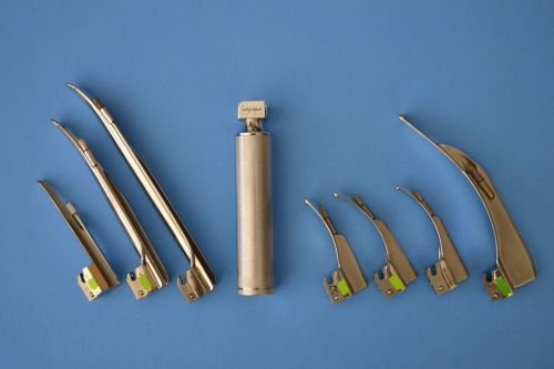 eValueMed Standard Laryngoscope Intubation Set Mac and Miller Blades and handle