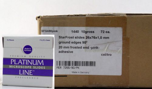 Platinum Line Microscope Slides 7255 90corners Frosted Pink End Ground 1440pcs