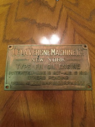 DaLa Vergne Machine Co Brass Engine Tag Plate