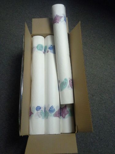 (Six Rolls) Exam Table Paper, (Beachcomber Print),  21&#034; x 125&#039;,Crepe, New In Box