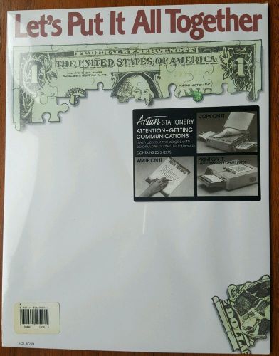 Laser Printer Paper 25 Ct. US Dollar Puzzle 8.5 x 11 Letterhead by Action NEW