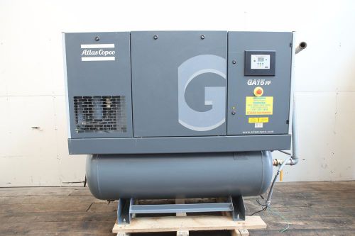 2007 atlas copco ga15ff rotary screw 20hp air compressor, tank, dryer very clean for sale