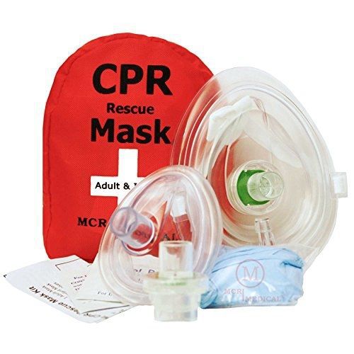 MCR Medical Supply Adult &amp; Infant CPR Mask Combo Kit with 2 Valves, MCR Medical