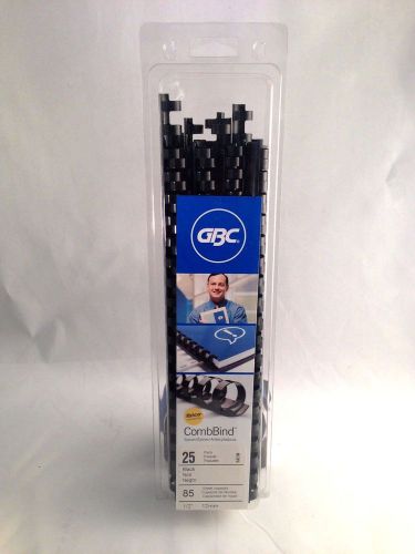 GBC Combbind Black 1/2 Inch-Diameter Plastic Binding Combs 25 Count New