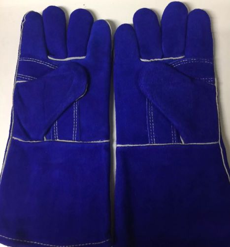 New KEVLAR heavy duty LEATHER WELDING GLOVES SIZE LARGE  BLUE 14 Inch