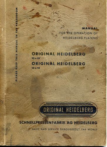 letterpress- Operation manual for Heidelberg platen presses