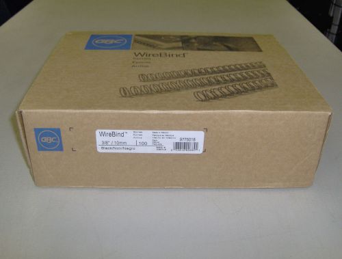 3/8&#034; Diameter GBC 9775018 WireBind Spines Partial Case Black Box Of 90