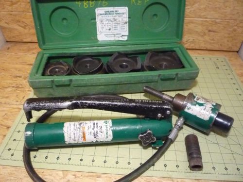 Greenlee 7304 knockout punch 2-1/2 - 4&#034; set, 767 hydraulic hand pump w/ 746 ram for sale