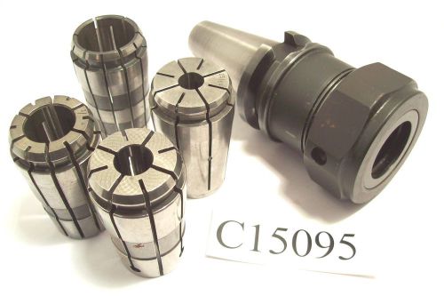 PARLEC BT35 TG100 COLLET CHUCK WITH 4 TG 100 COLLETS BT 35 END MILL LOT C15095