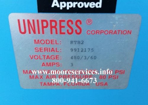 Unipress RTB2 Shirt Press Equipment Dry Cleaning Laundry Parts