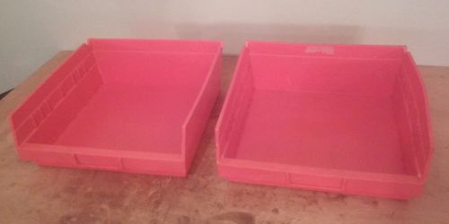 AKRO-MILS 30-170 Red 11-5/8x11-1/8x4 Stackable RED SHELF BINS 2 For One Price #