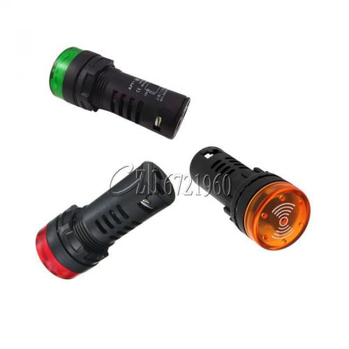 LED Flash Alarm Indicator Signal Lamp w/Buzzer 12/24/110/220V AD16-22SM