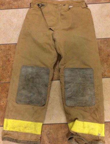 Globe Turn Out Gear-Brown Firefighter Pants w/ Yellow Reflection Strips-40 X 34