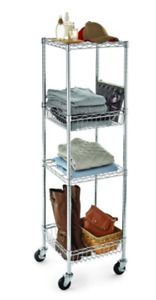 Hyper Tough 4 Shelf Steel Wire Shelving Tower with Caster