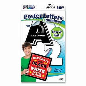 Black and White Poster Letters and Numbers, 10&#034; h, 310/Pack 671525 671525  - 1