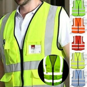 High Strips Warp Large Security Waistcoat 4 Clothes Vest W/ Reflective Safety