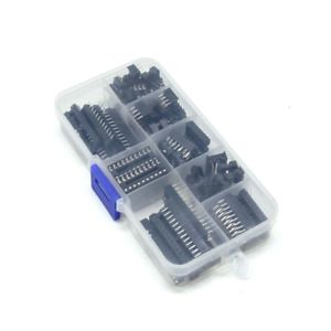 66pcs Box DIP IC Sockets Adaptor Solder Socket Kit 6/8/14/16/18/20/24/28 Pins