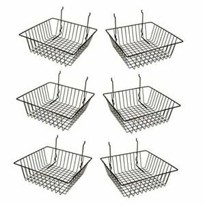 Multi Fit Small Wire Basket for Slatwall, Grid of Pegboard, Commercial Black