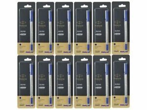 12 X New Parker Quink Navigator Rollerball Pen Refills Fine Nib Blue Ink