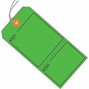 Aviditi Claim Tags Consecutively Numbered - Pre-Strung 4 3/4&#034; x 2 3/8&#034; Green ...
