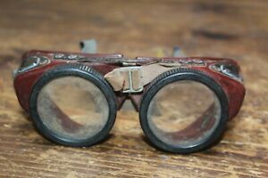Vintage Welding Goggles Steampunk Glasses Motorcycle, Bakelite, Vented, Welsh