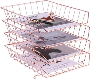 Simmer Stone Stackable Letter Tray, 4-Tier Desk File Organizer for Mails, Magazi