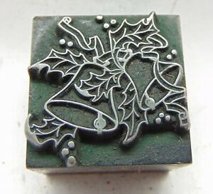 Vintage Letterpress Printing Printers Block Bells And Leaves
