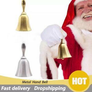 Retro Metal Tone Copper Christmas Hand Bell Tea Bell Craft Wedding Alarm Schoo0E