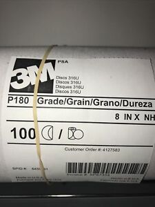 Sandpaper Disc 3M 316U 8 in P180 Grit  1 Package of 100 Discs&#034;  8&#034;