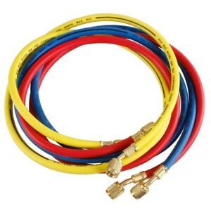 Charging Hoses R134a 3pcs Refrigerant 5ft Replacement 600PSI Rubber AC