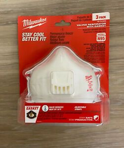 Milwaukee 48-73-4002 Valved Respirator with Gasket, 3 Pack