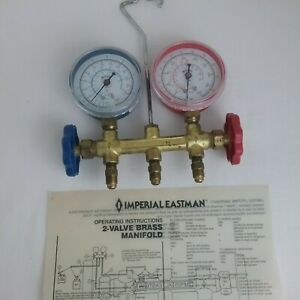 Imperial Eastman 2 Valve Brass Manifold Gauge Set ~ Never Used