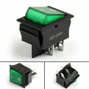 1Pcs SCI Waterproof R13-69B Rocker Switch 4Pin  DPST ON-OFF 10A/16A Green