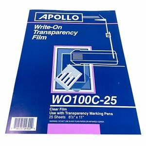New Open Box Apollo Write-On Transparency Film W0100C-24 Sheets Sealed 8.5&#034;x11&#034;