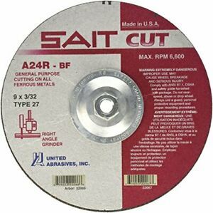 United Abrasives- SAIT 22067 Type 27 9 by 3/32 by 5/8-11 A24R Cutting Wheel 1...