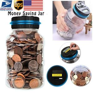 Electronic Digital LCD US Coin Counter Counting Jar Money Saving Piggy Bank Box