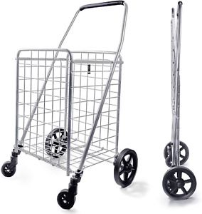 Collapsible and Portable Utility Shopping Trolley with Rolling Swivel Wheels